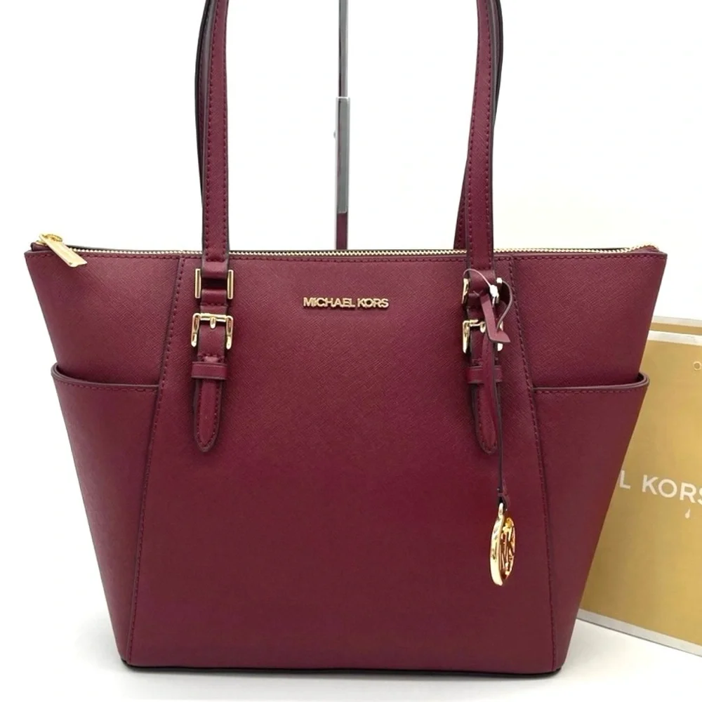 Michael Kors Large Charlotte Tote Bag Dark Cherry